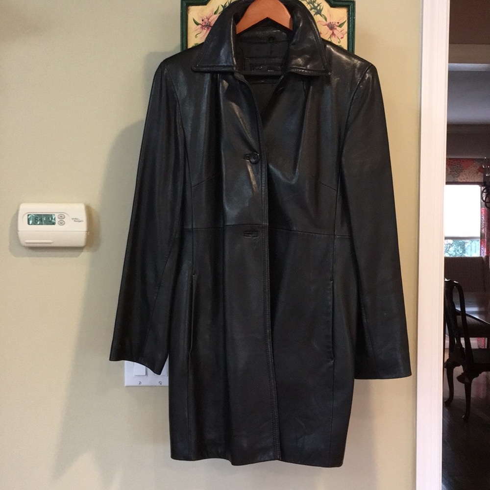 Black leather coat